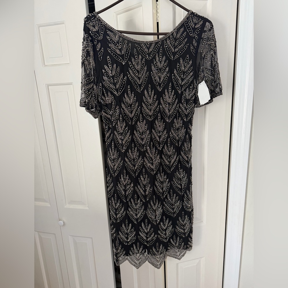 PISSARO NIGHTS BLACK BEADED GOWN NWT SZ 14